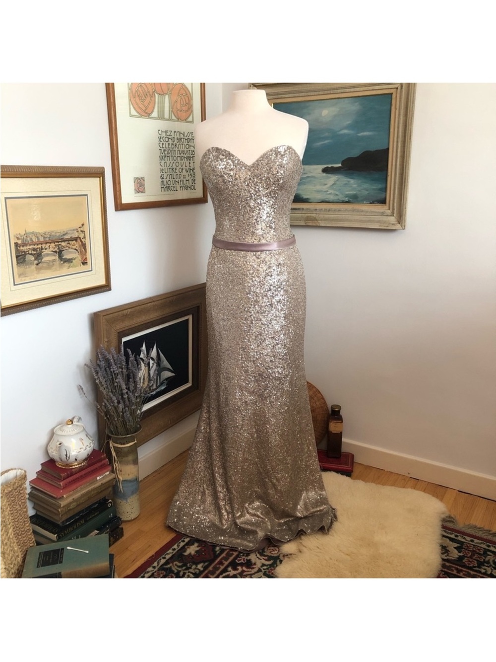 Silver Sequined Allure Bridesmaids Dress